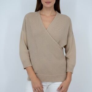 Charli Lanie Sweater Knit Wrap Beige Wool Blend‎ Oversized Comfy Casual Pullover